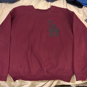 MLB Men's Burgundy Crewneck Sweater with Logo